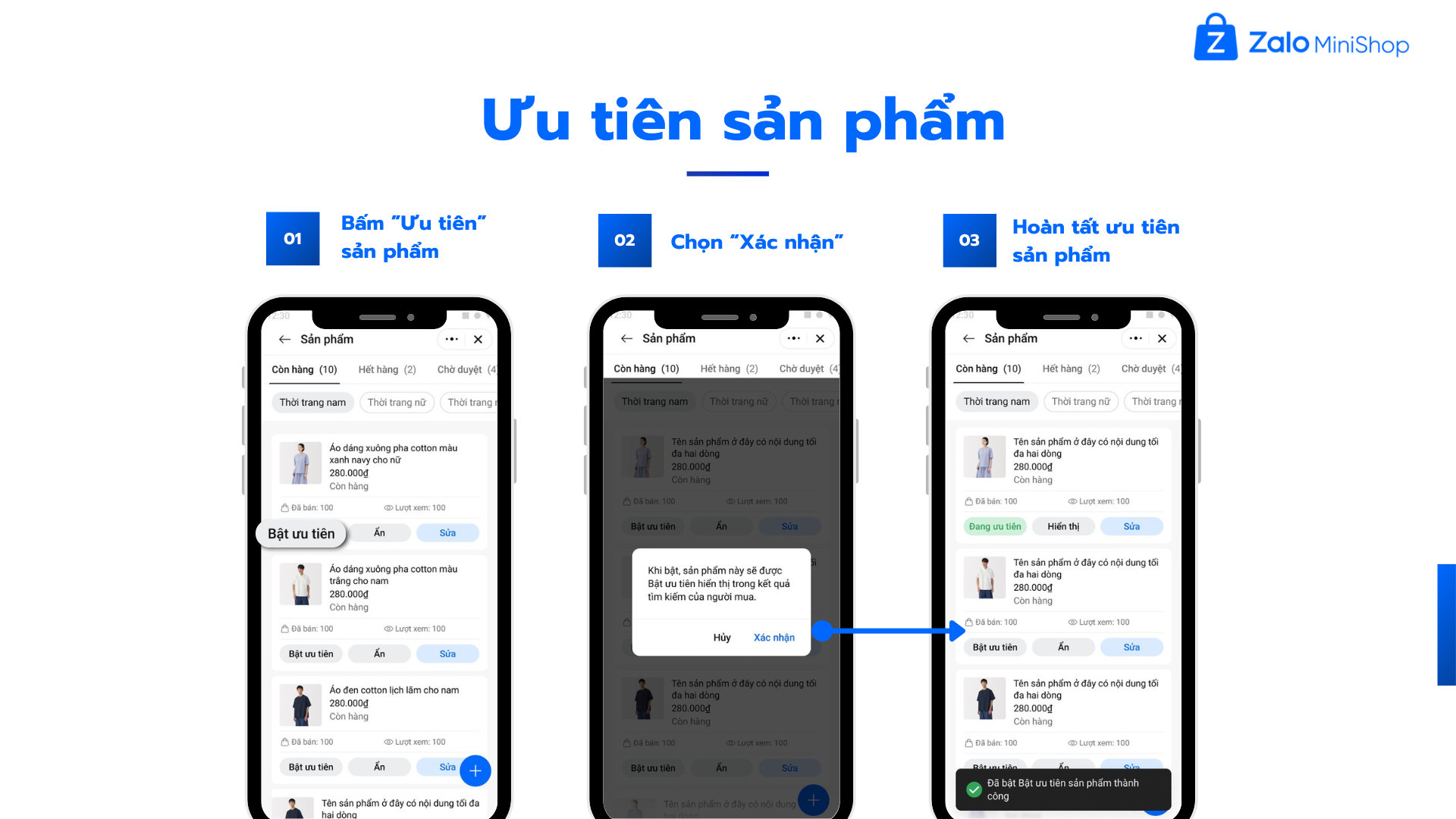 Ưu tiên sản phẩm hiển thị trong Mini Shop Manager