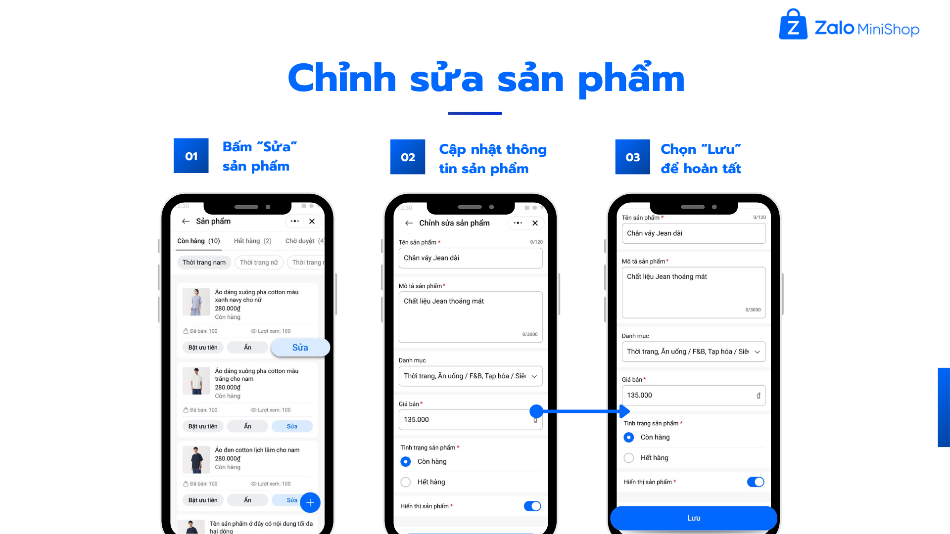 Sắp xếp, ẩn/hiện danh mục trong Mini Shop Manager