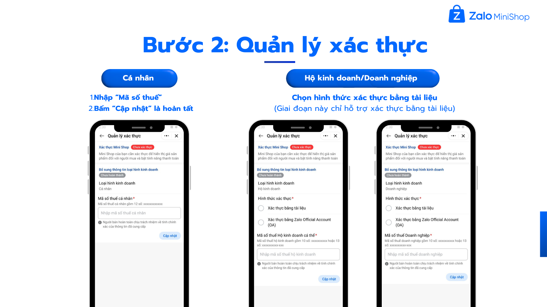 Quản lý xác thực cửa hàng trên Zalo Mini Shop bằng Mini Shop Manager