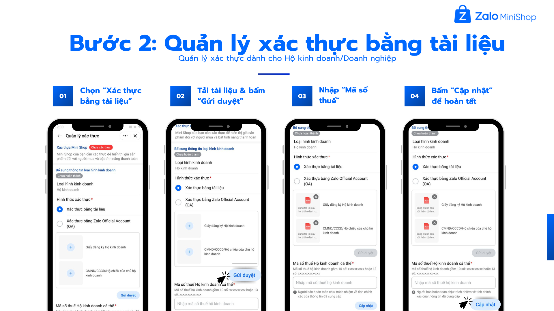Quản lý xác thực cửa hàng trên Zalo Mini Shop bằng Mini Shop Manager